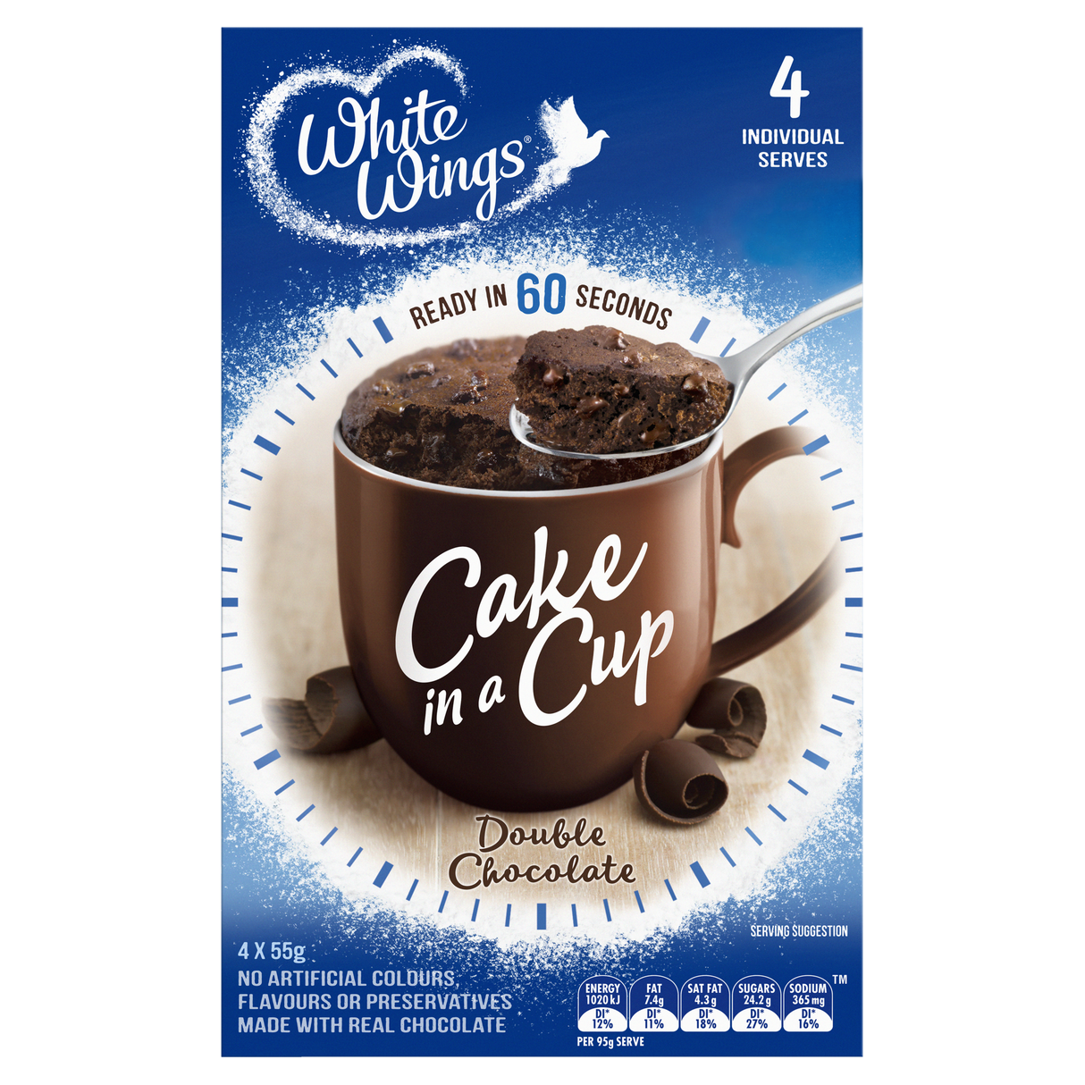 White Wings Cake in a Cup Mix Double Chocolate 4 Pack 220g