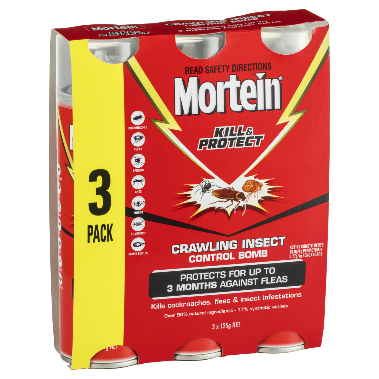 Mortein Kill & Protect DIY Insect Control Bomb Crawling Insects 3x125g