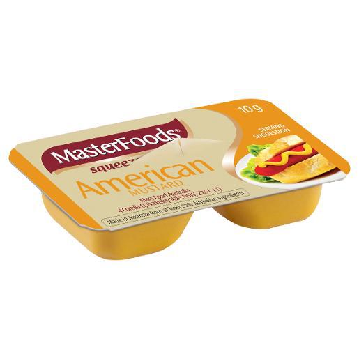 MasterFoods Portion Control Squeeze On American Mustard 100x10g
