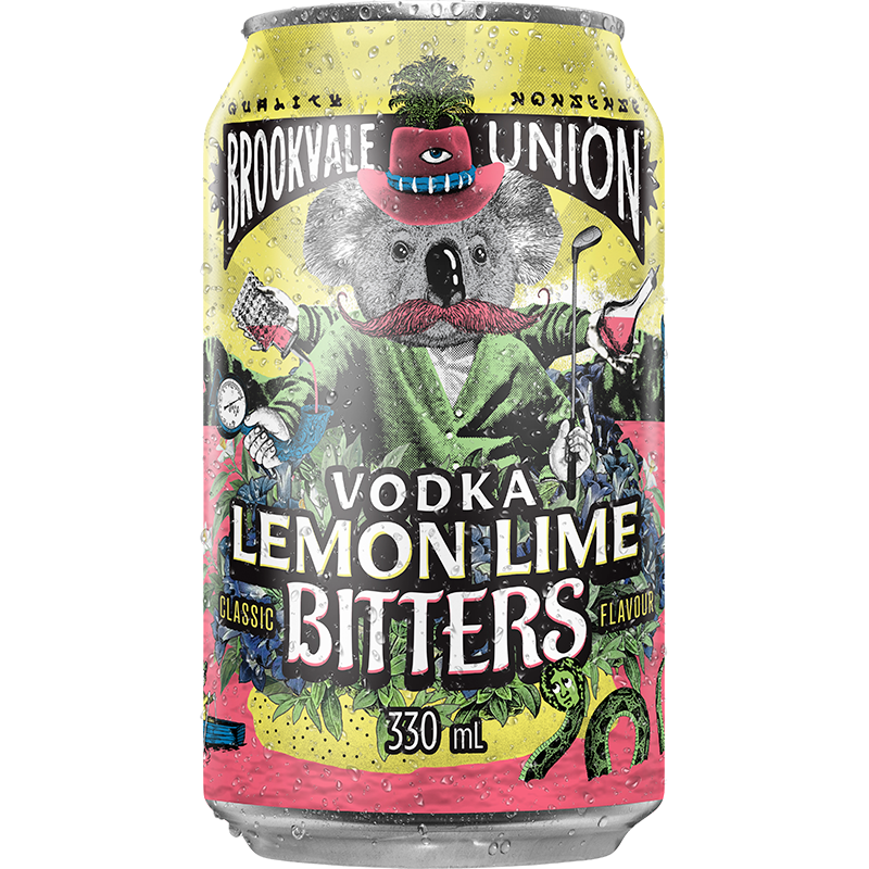 Brookvale Union Vodka Lemon Lime Bitters Cans 24x330ml product image.