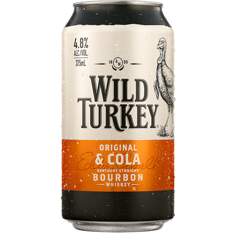 Wild Turkey Bourbon & Cola Cans 24x375ml product image.