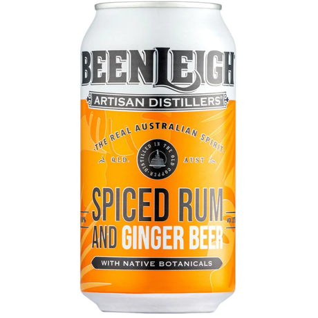 Beenleigh Spiced Rum And Ginger Beer Cans 24x375ml product image.