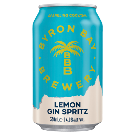 Byron Bay Brewery Sparkling Cocktail Lemon Gin Spritz Cans 24x330ml product image.