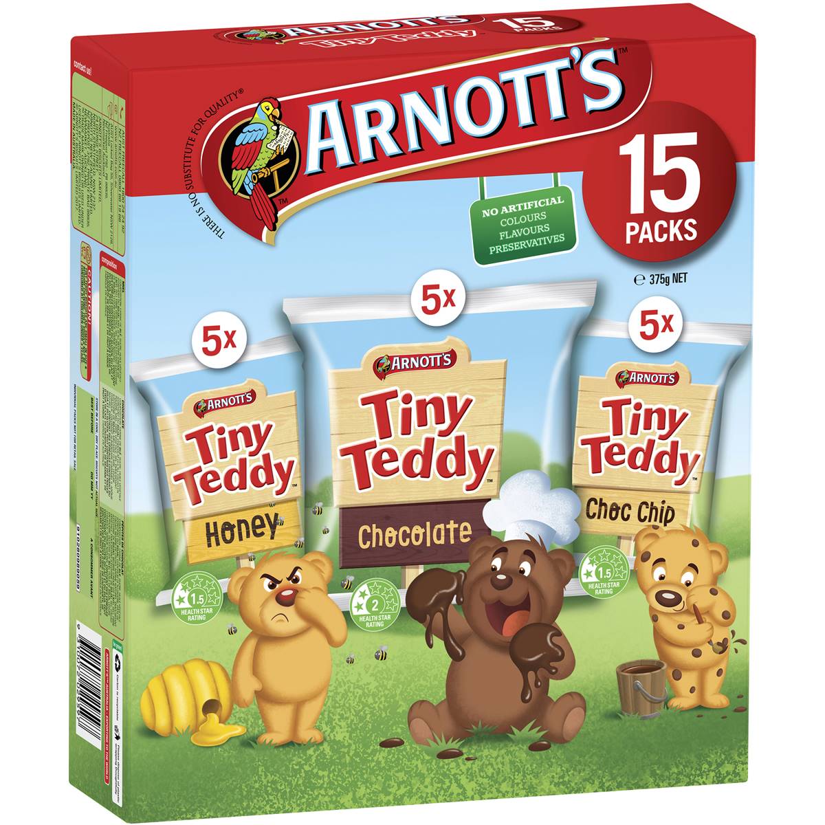 Arnott's Tiny Teddy Biscuits Variety 15x25g