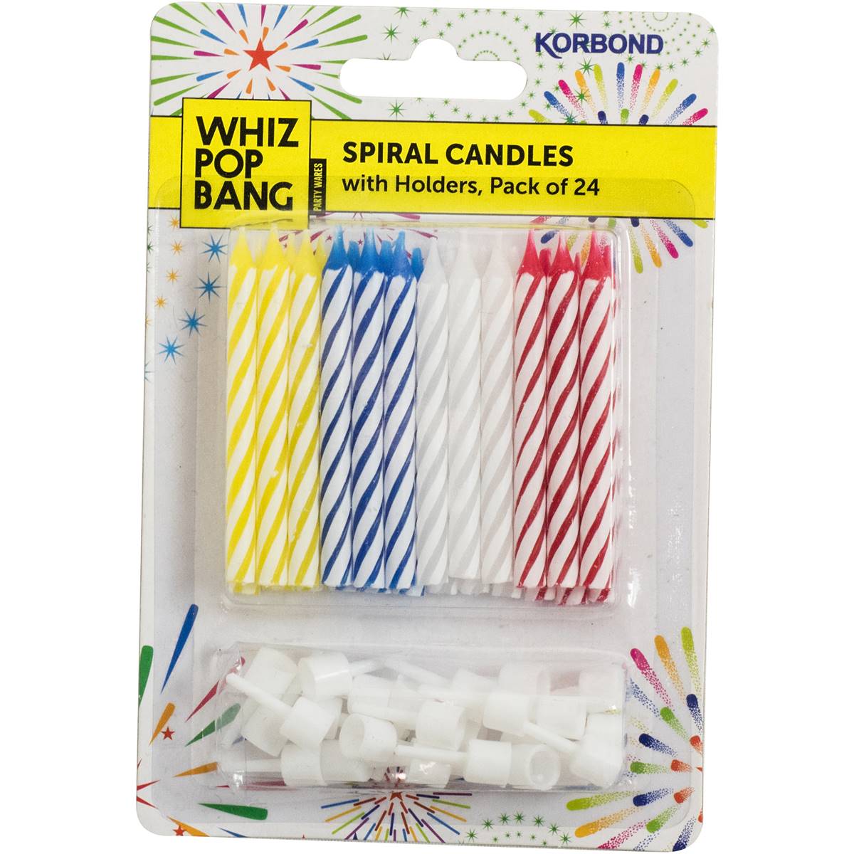 Korbond Birthday Candles Spiral with Holders 24 Pack