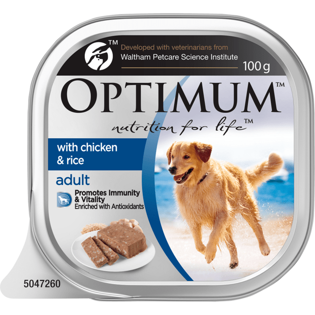 Optimum Lifestage Adult Chicken & Rice Wet Dog Food 6x100g