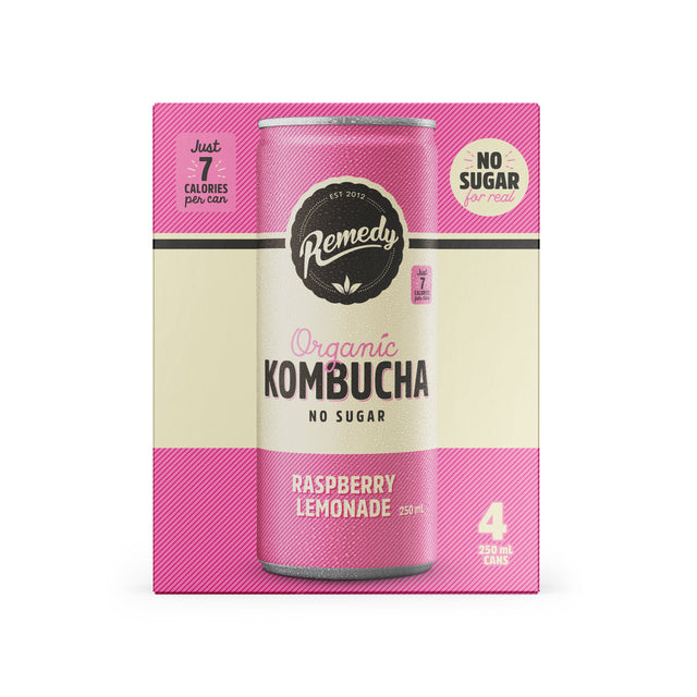 Product image of Remedy Kombucha Multipack Raspberry Lemonade Can 4x250ml