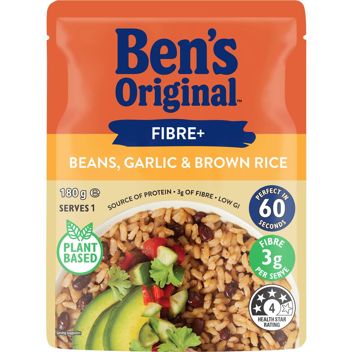 Ben's Original Fibre+ Beans Garlic & Brown Rice 180g