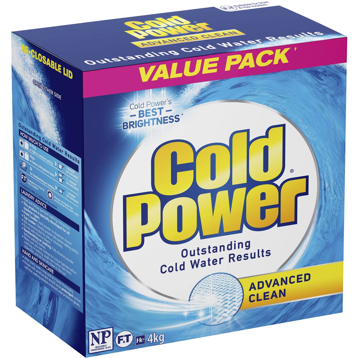 Cold Power Advanced Clean Laundry Detergent Powder 4kg