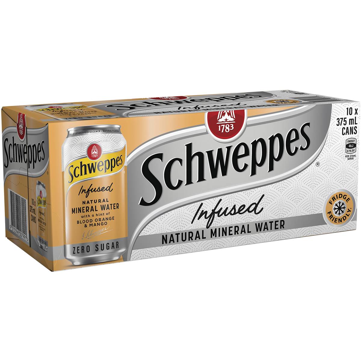 Schweppes Blood Orange Mango Infused Mineral Water Cans 12x375ml