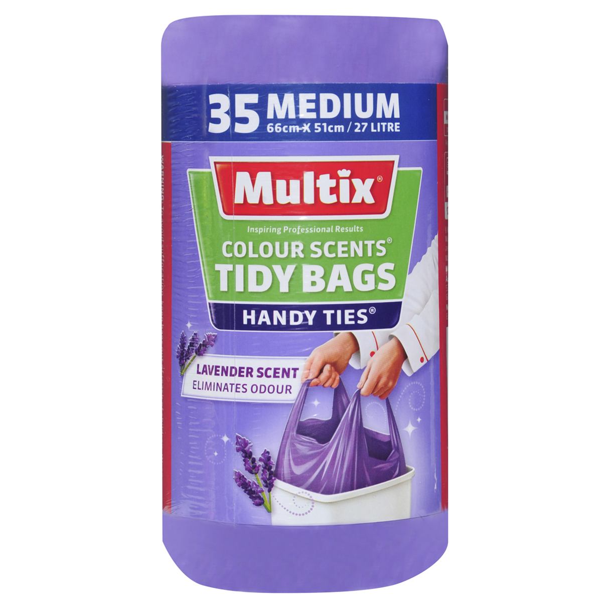 Multix Colour Lavender Scent Handy Ties Tidy Bags Medium 35 Pack