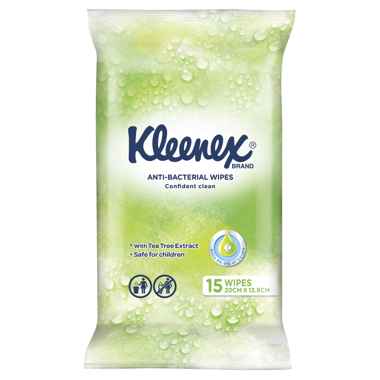 Kleenex Anti-bacterial Wet Wipes 15 Pack