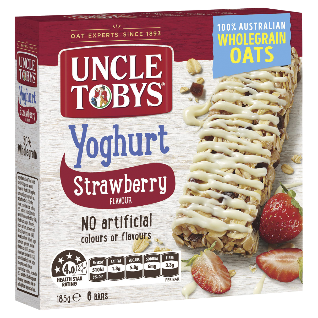 Uncle Toby's Yoghurt Strawberry Bars 6x22g
