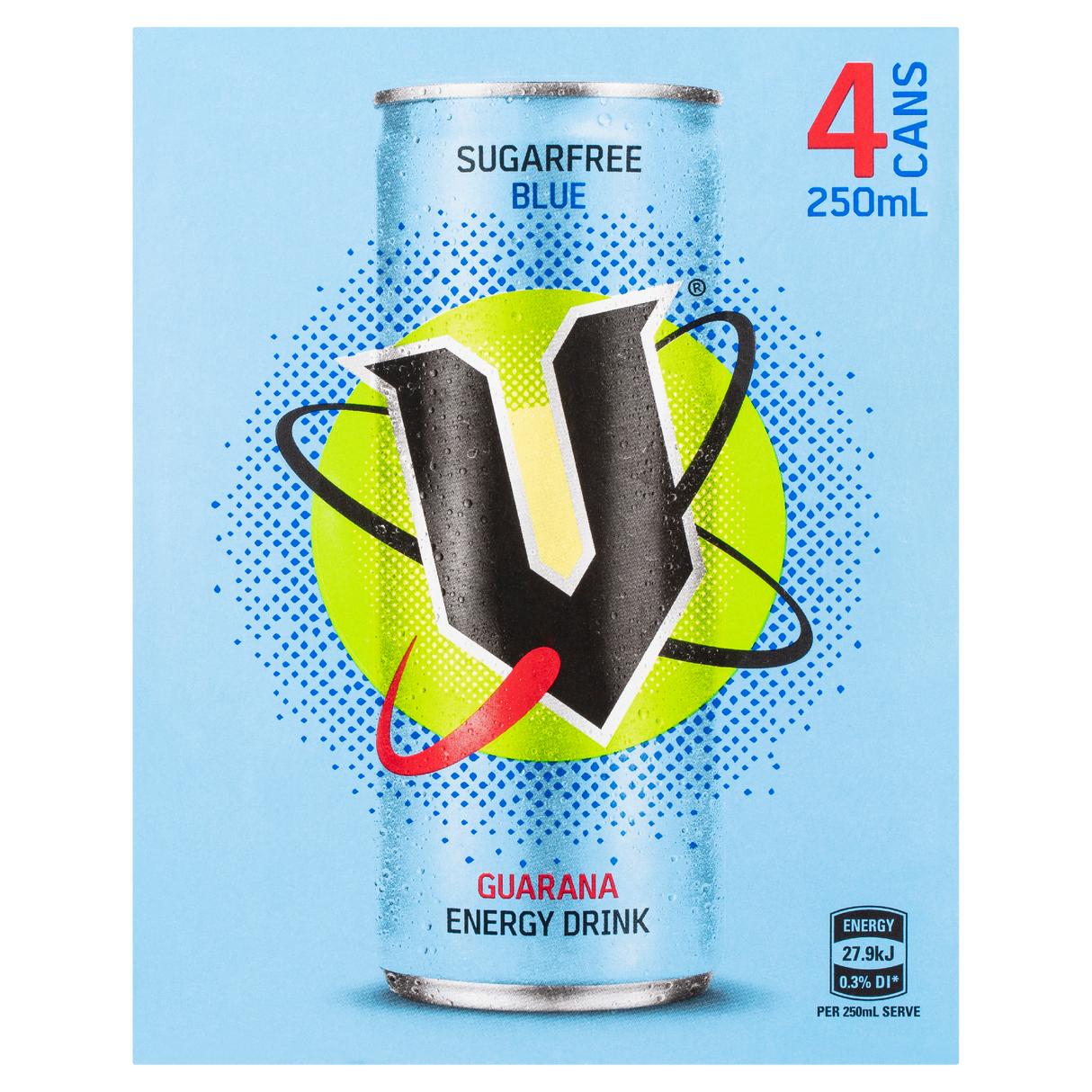 V Blue Energy Drink Sugarfree 4x250ml