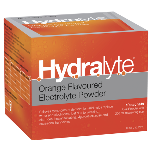 Hydralyte Orange Sachet Electrolyte Solution 10 Pack