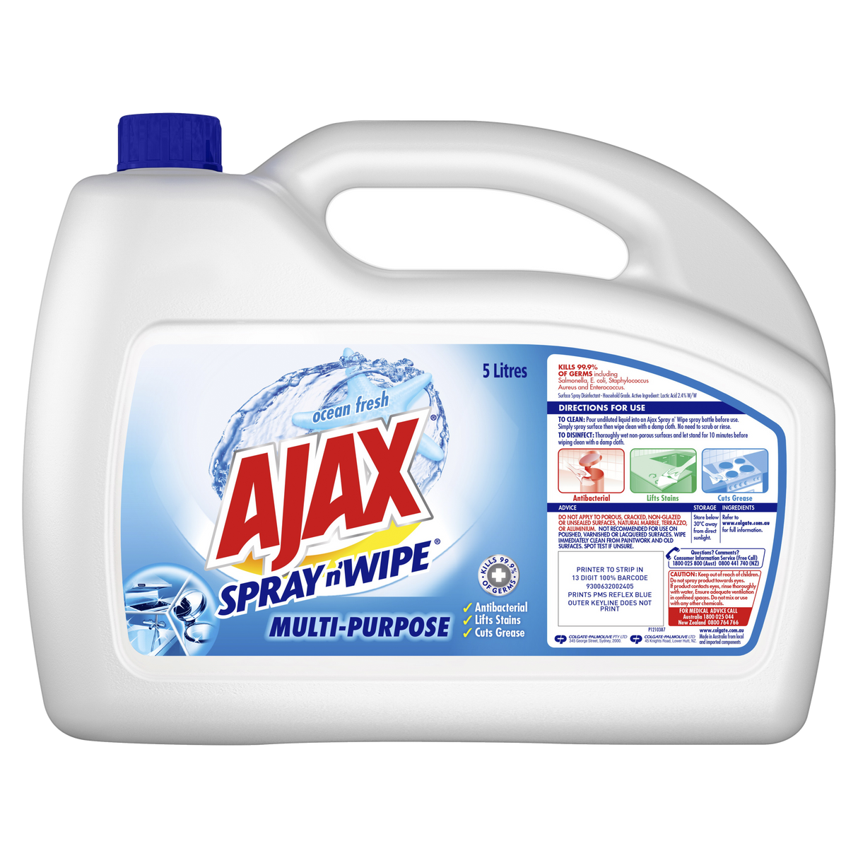 Ajax Spray n' Wipe Multi-Purpose Cleaner Ocean Fresh Refill 5l