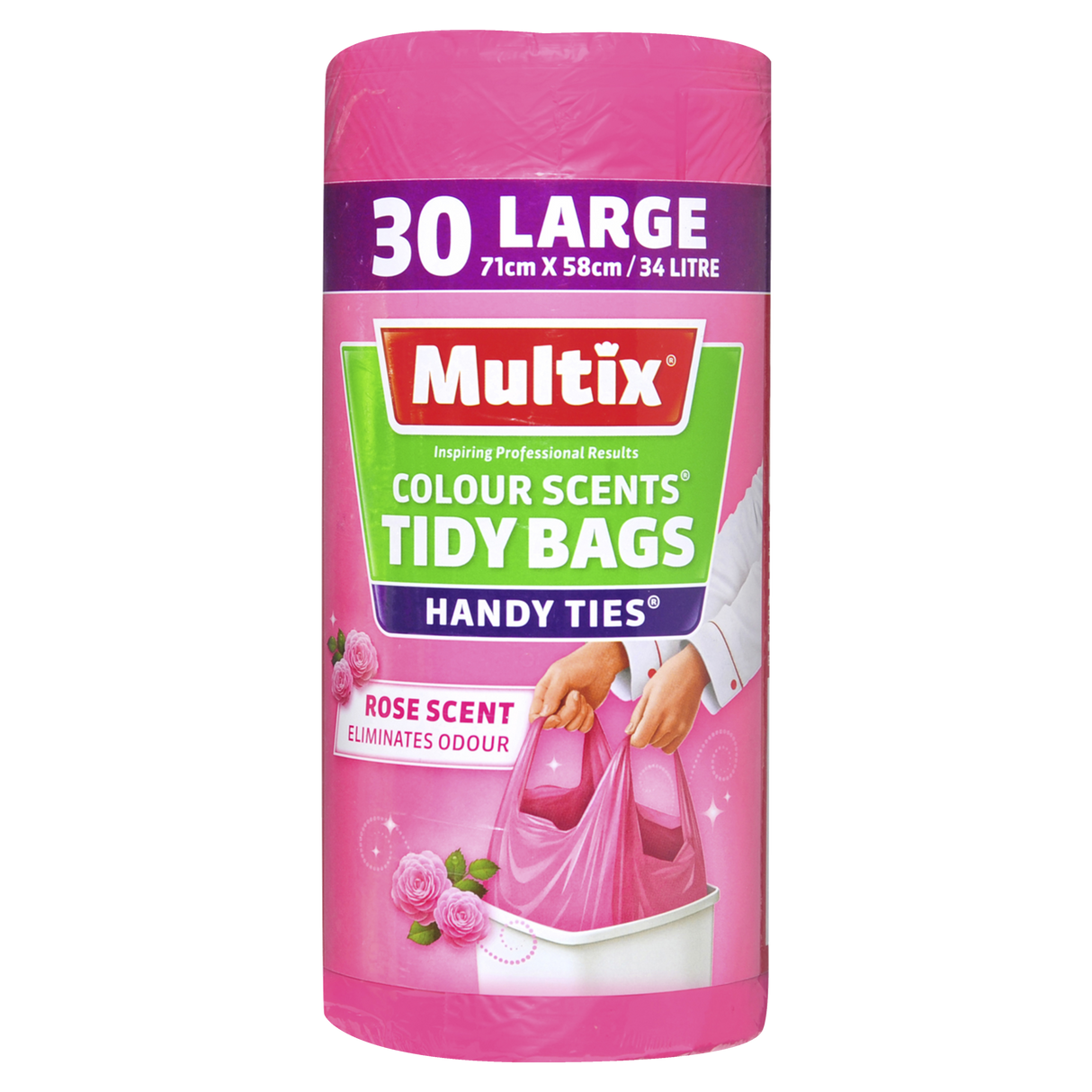 Multix Colour Rose Scent Handy Ties Tidy Bags Large 30 Pack