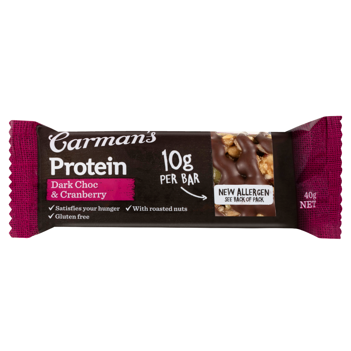 Carman's Protein Bar Dark Choc & Cranberry 40g