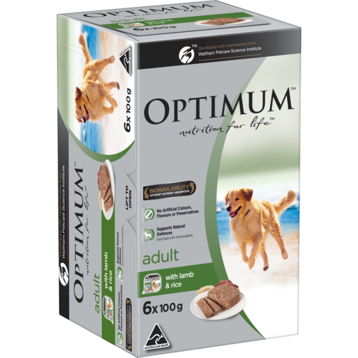 Optimum Adult Wet Dog Food Lamb & Rice Wet Dog Food Trays 6x100g