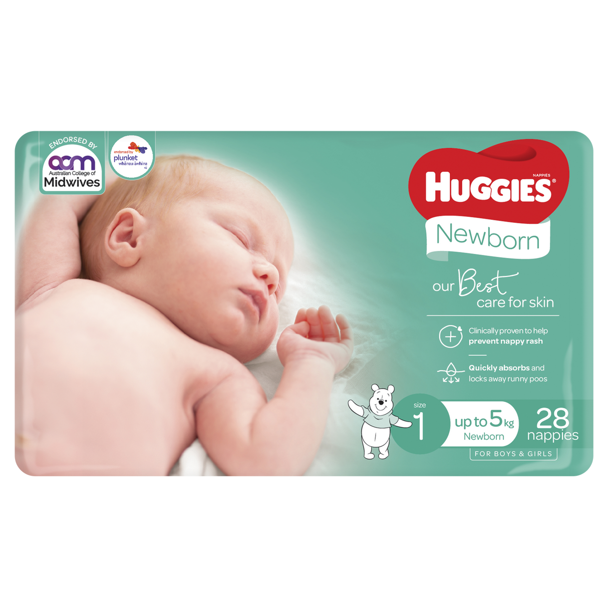 Huggies Newborn Nappies Size 1 (up to 5kg) 28 Pack
