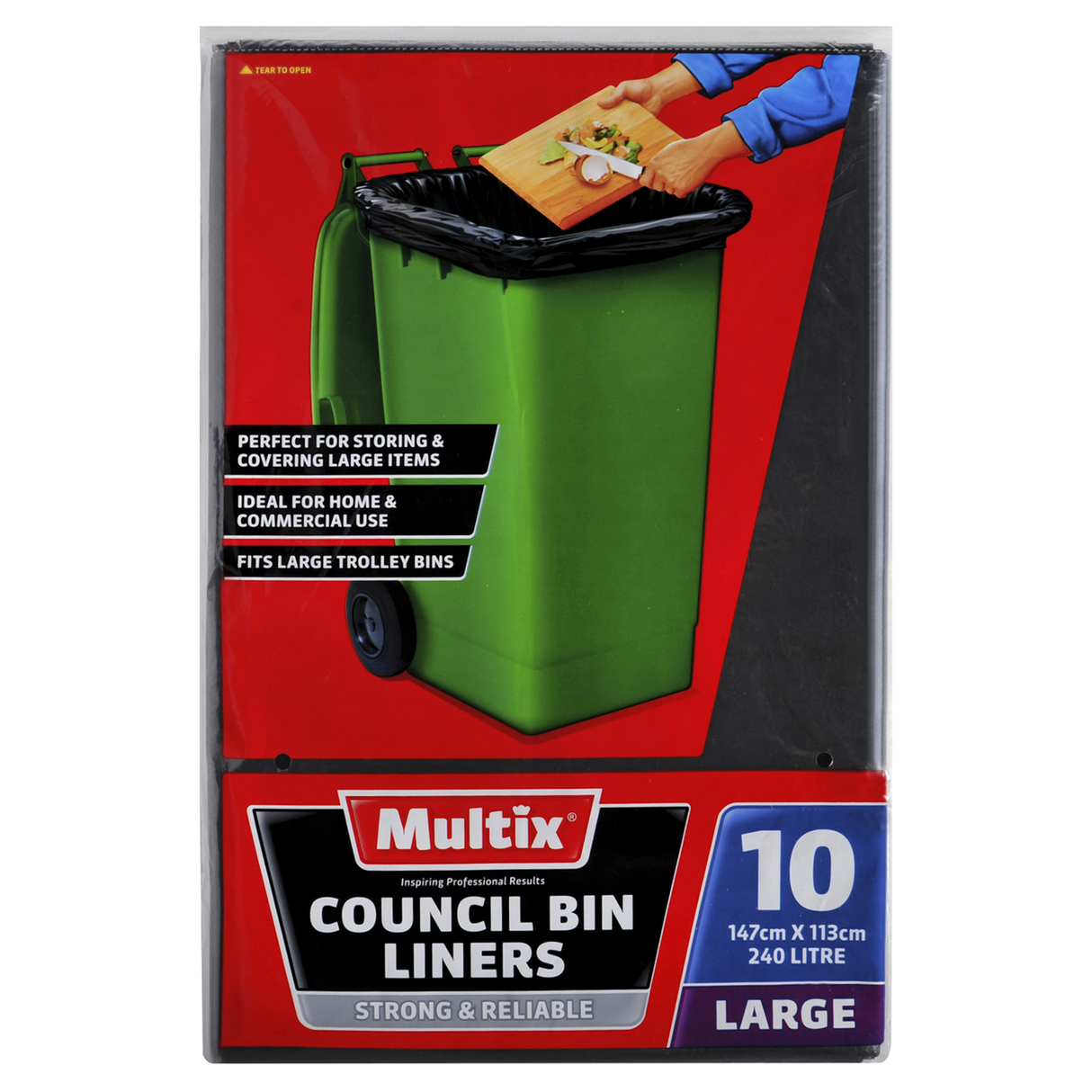 Multix Council Bin Liner Garbage Bags Large 10 Pack