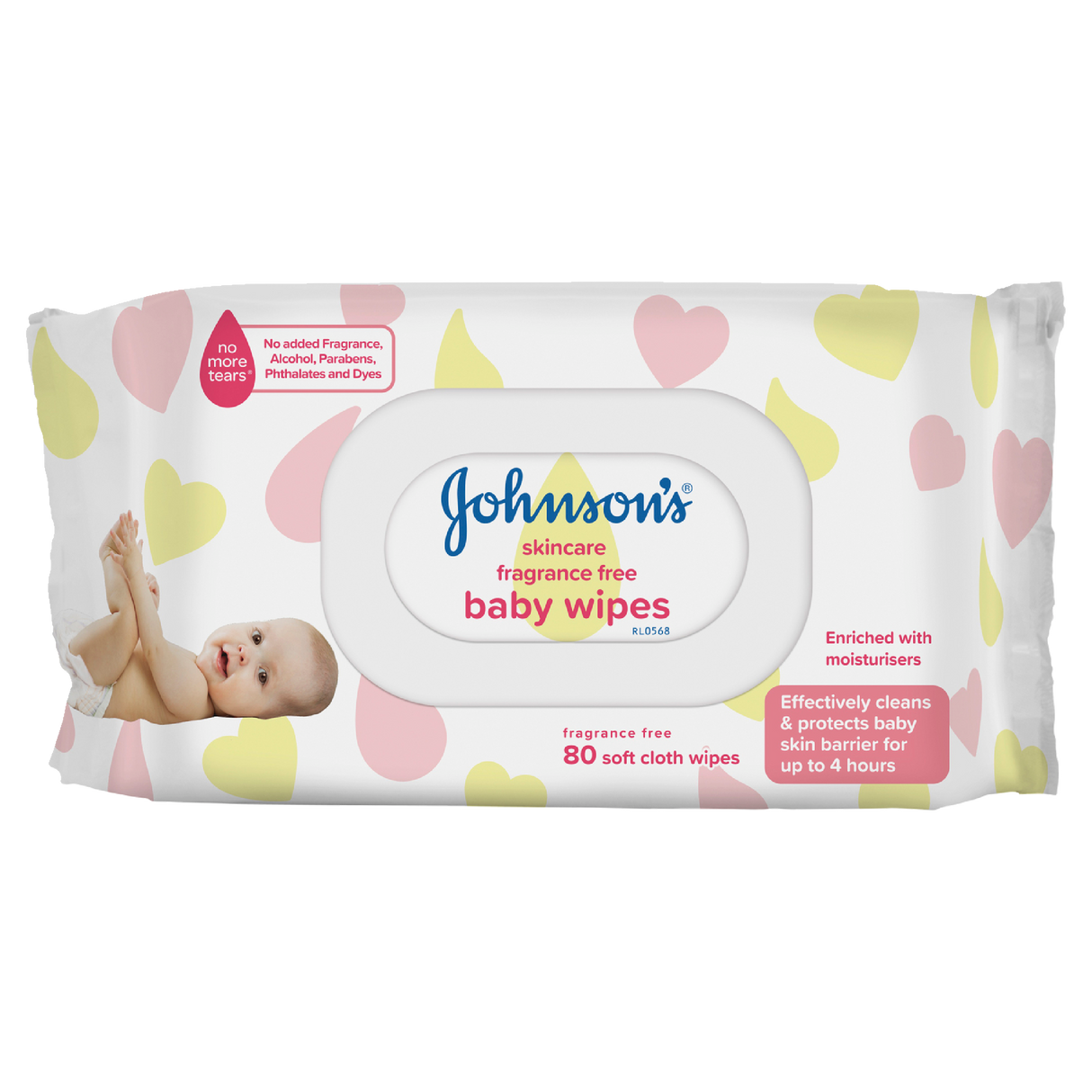 Johnson's Baby Fragrance Free Wipes 80 Pack