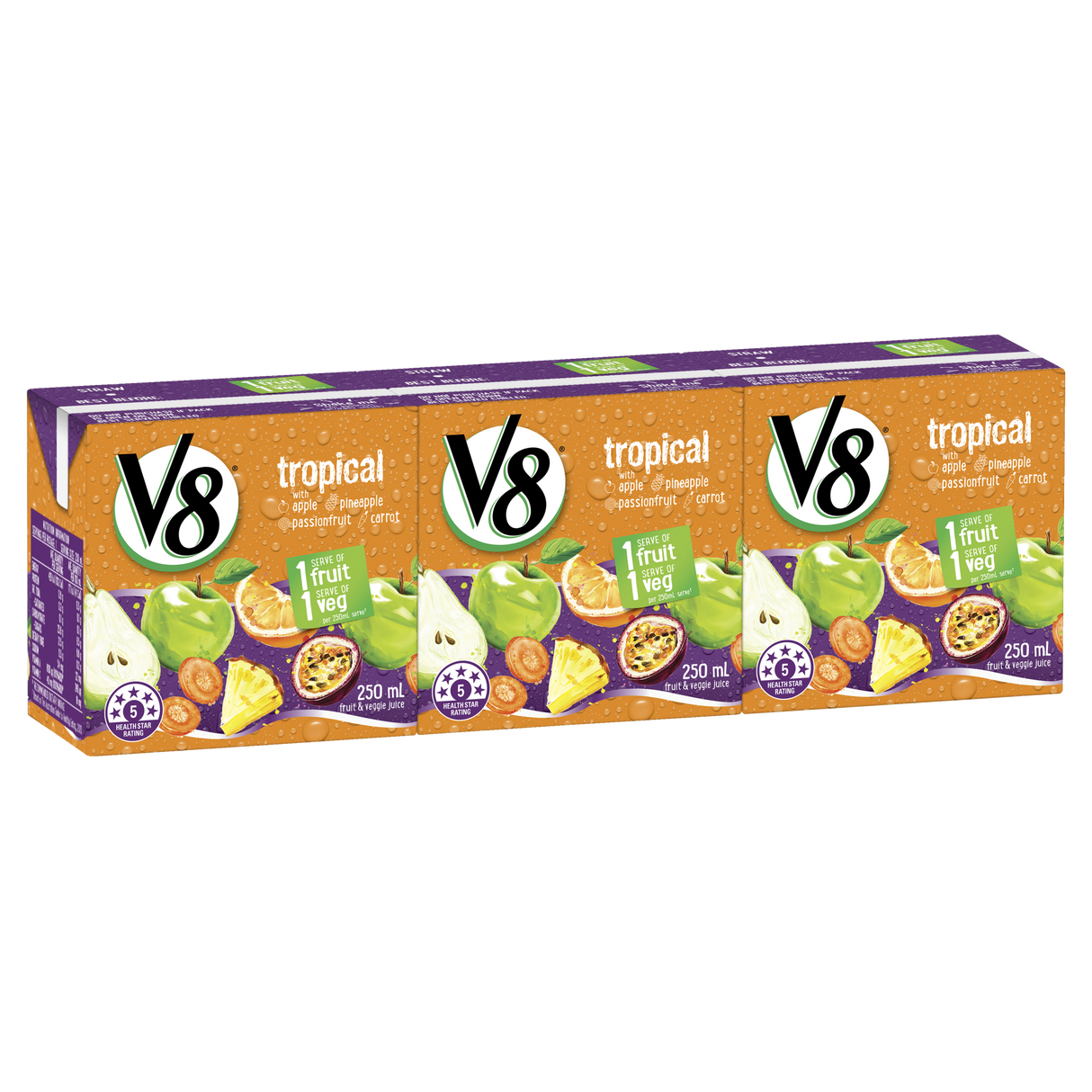 V8 Tropical Juice Poppers 3x250ml