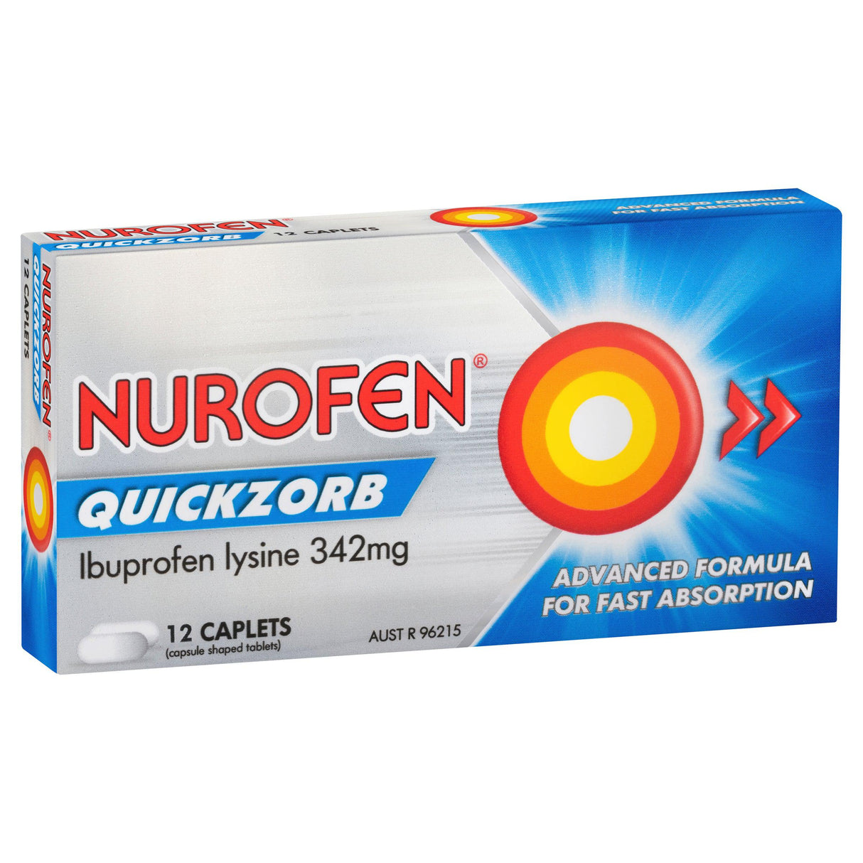 Nurofen Quickzorb Ibuprofen Lysine 342mg Caplets 12 Pack