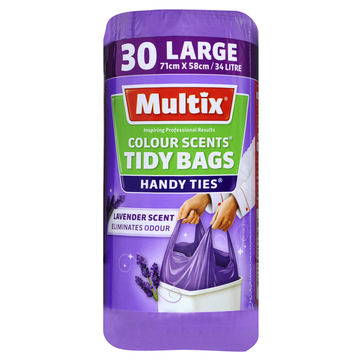 Multix Colour Lavender Scent Handy Ties Tidy Bags Large 30 Pack