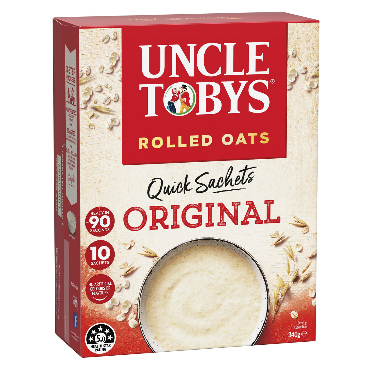 Uncle Tobys Oats Quick Sachets Breakfast Cereal 340g