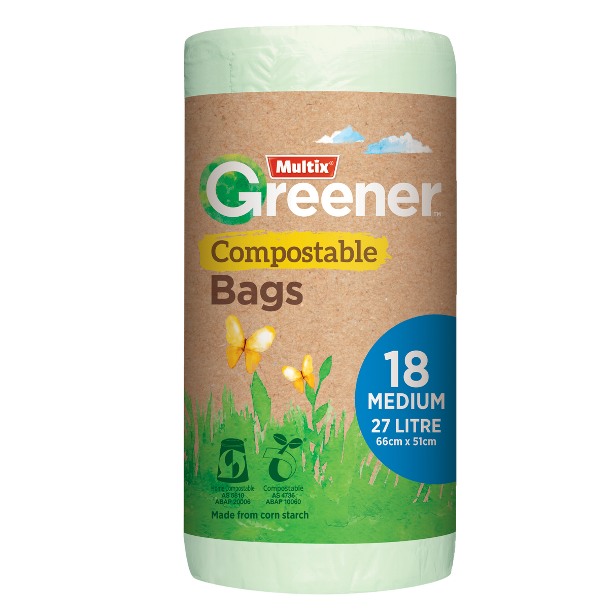 Multix Greener Compostable Bags Medium 18 Pack
